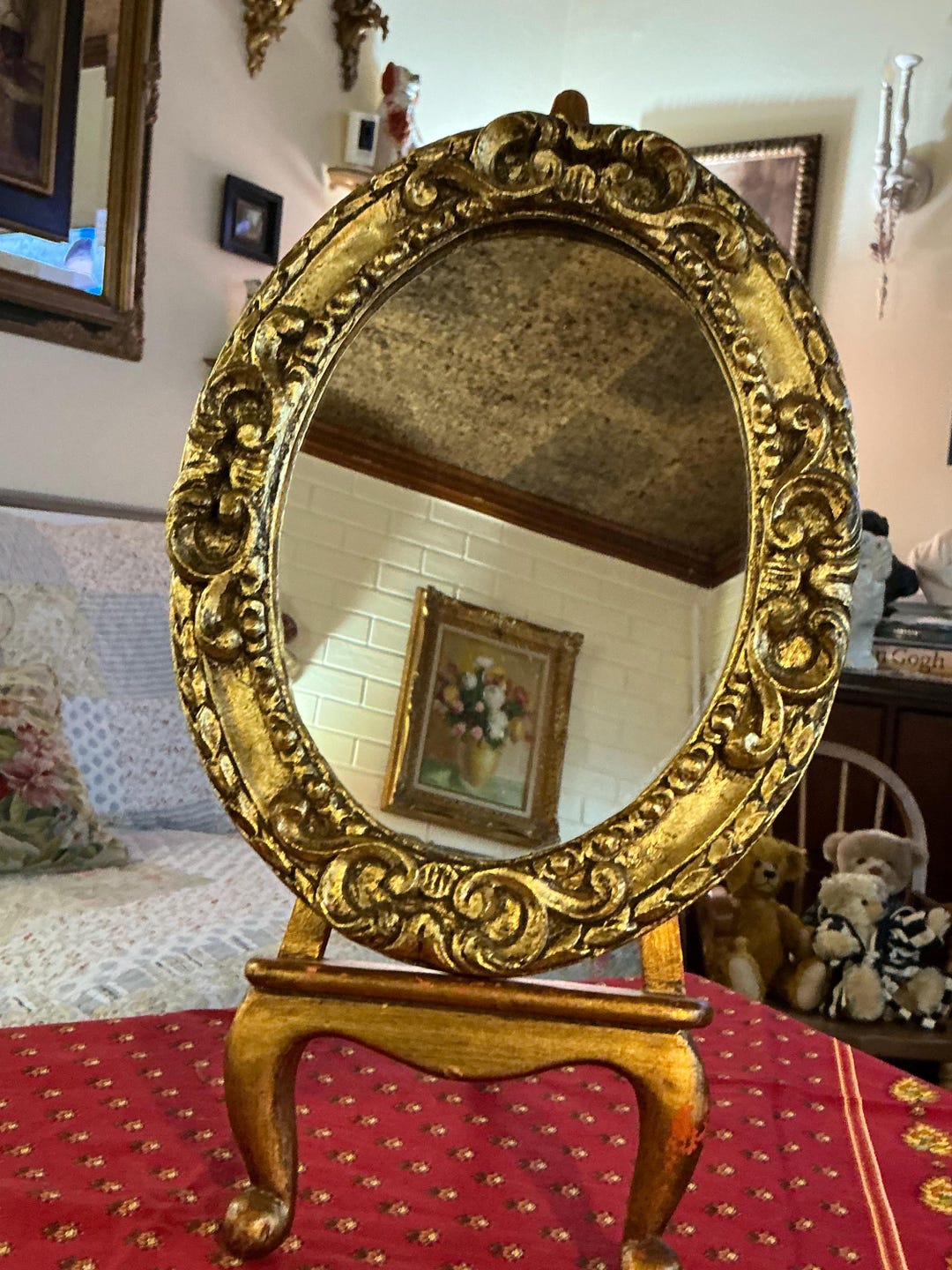 Italian Florentine Wood Gold Ornate Large Oval Mirror - Etsy