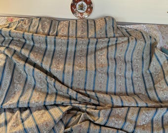 Country French Lampas Stripe Fabric Round Decorative Tablecloth Lined