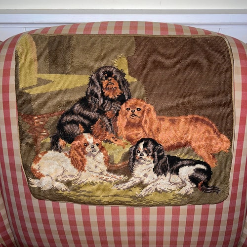 Hand Painted Needlepoint Dog Canvas King Charles Spaniel Etsy