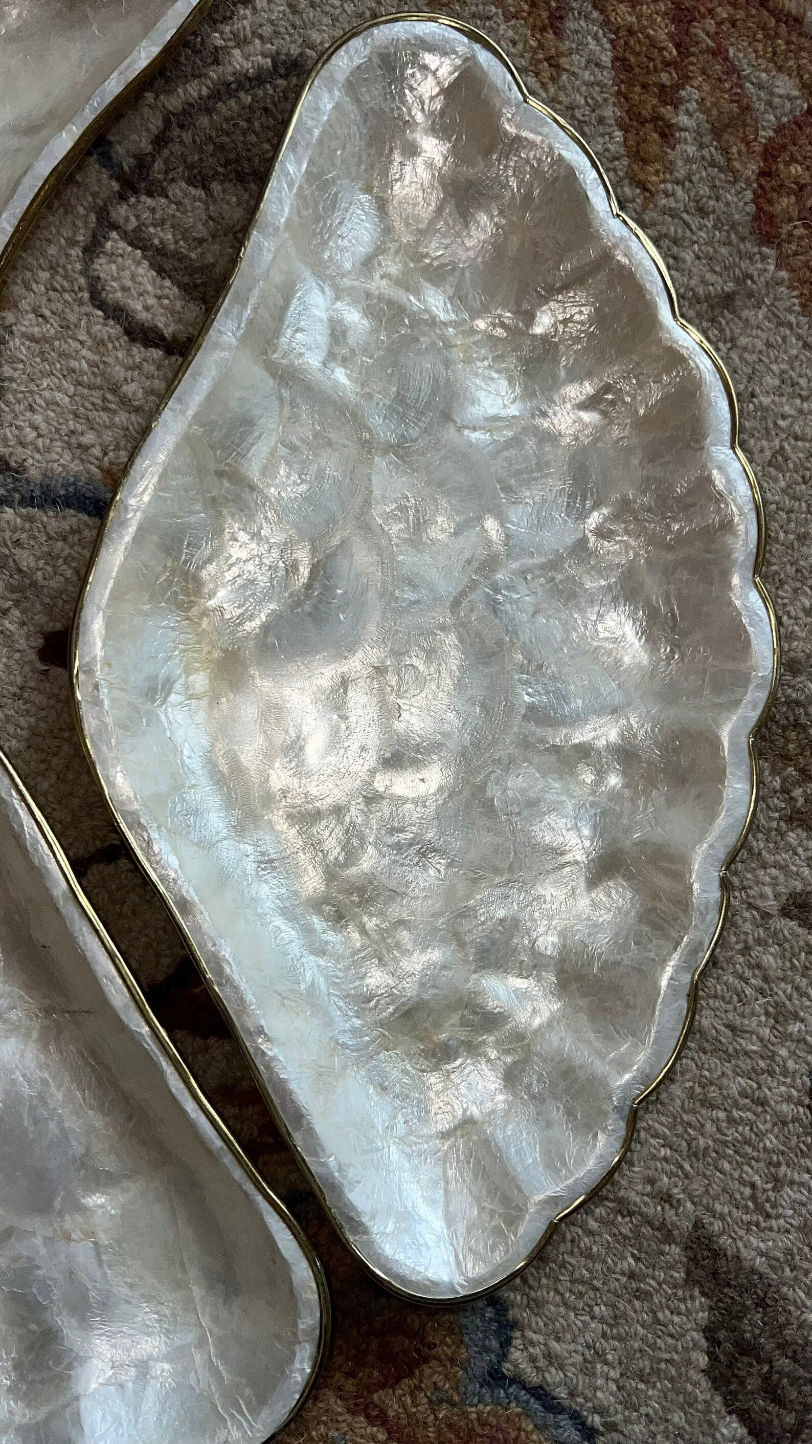 Mother of Pearl Scalloped Capiz Shell & Brass Set of Three Tray - Etsy