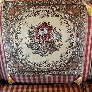 French Country Lampas Bouquet of Flowers  Pillow Cover