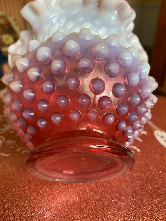 週末SALE中！!】フェントン ホブネイル クランベリーガラス花瓶 週末