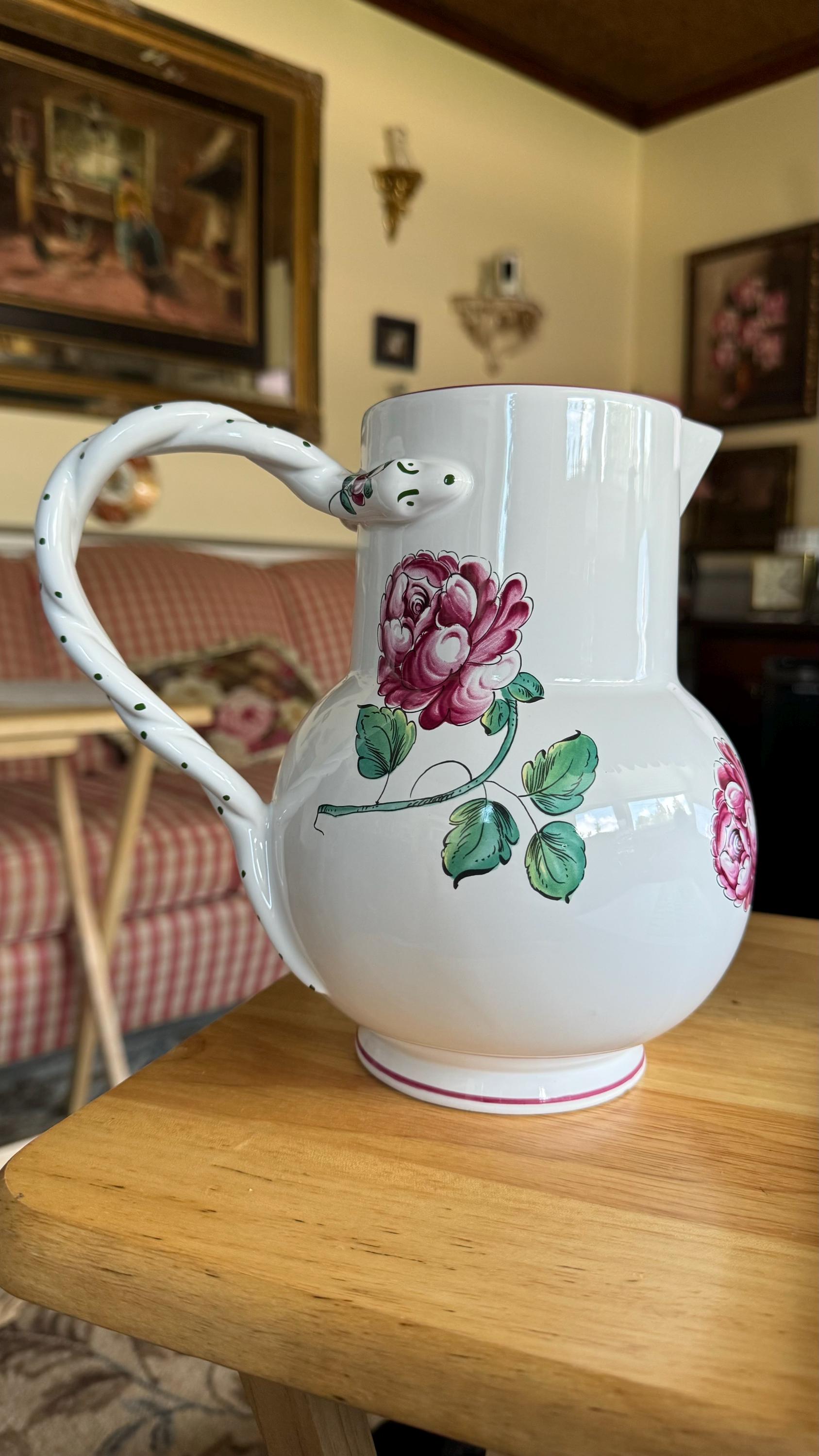 Country Garden Peony Strasbourg Flowers Pitcher Vase by Tiffany