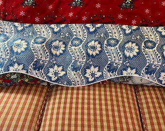 French Country Provence Stripe Floral Scallop Valance