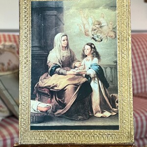 Italian Florentine Wood Religious Saint Anna B.E. Murillo Art