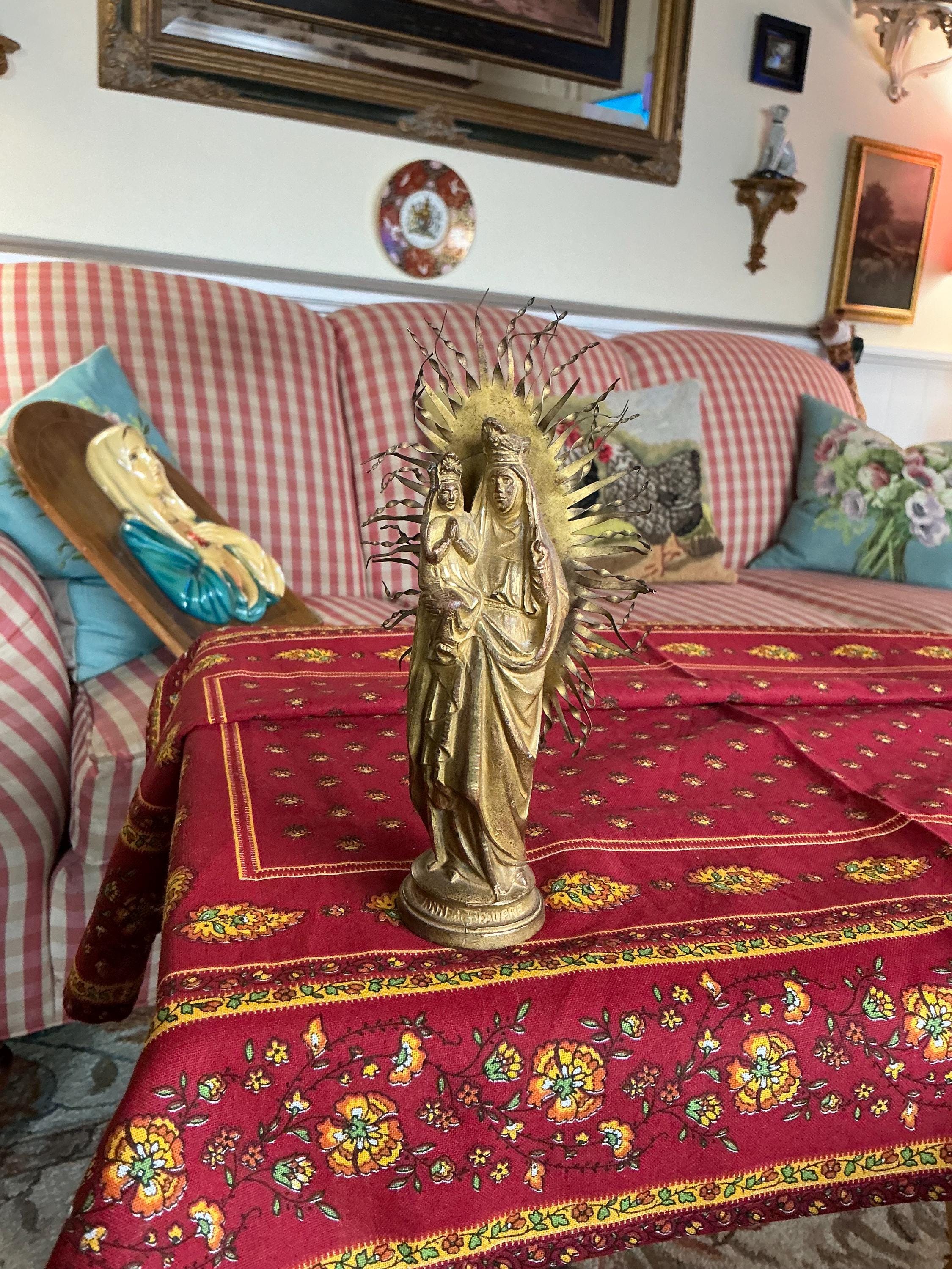 European Vintage Saint Anne De Beaupre Virgin Mary French Religious Brass Figurine
