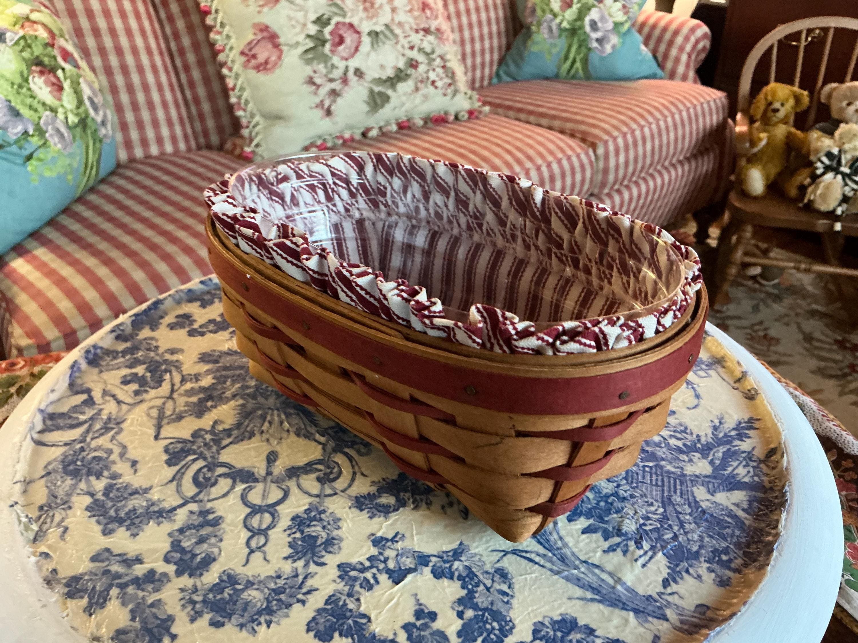 Farmhouse Longaberger Oval Basket With Fabric Liner and Plastic - Etsy