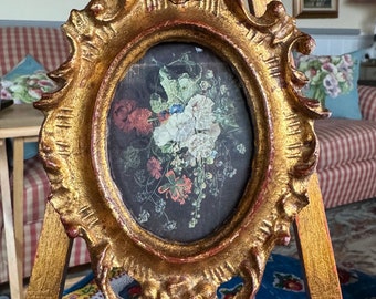 ヴィンテージ イタリア製 フィレンツェ風 オーバルミラー 額縁付き