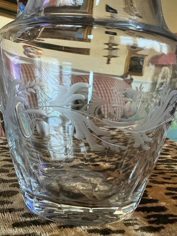 Tiffany and Co Etch Crystal Glass Vase Pitcher - Etsy