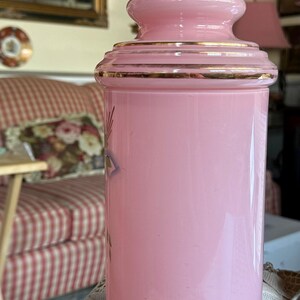 Antique Shabby Chic Hand Painted Roses Pink Glass Apothecary Jar Vase ...