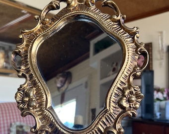 Italian Florentine European Wood Shield Gold Ornate Mirror