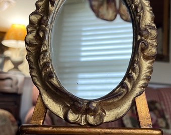 Italian Florentine Wood Gold Ornate Oval Mirror