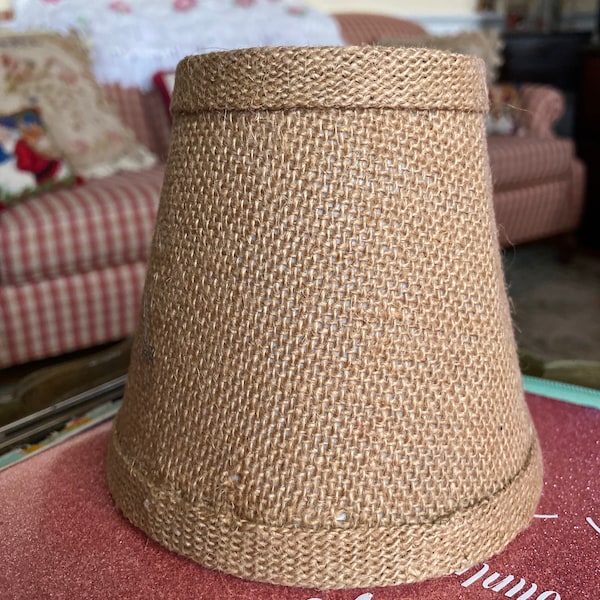 French Country Provence Burlap Clip Chandelier Lamp Shade