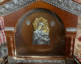 Homemade Shadow Box of the Blessed Mother And Child Jesus