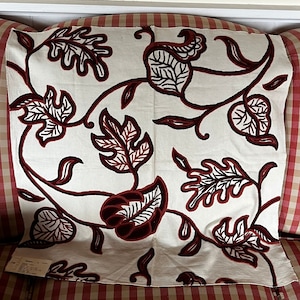 English Country Floral Ivy Wool Rosehill Crewel Fabric by Lee Jofa