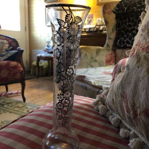 Traditional Floral Bouquet Glass Bud Vase Sterling Silver