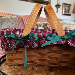 Boerderij Longaberger Country Holiday Plaid Liner Picknickmand