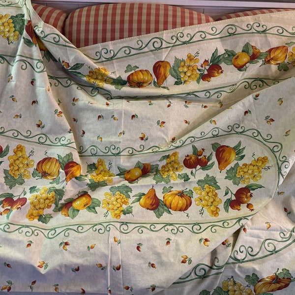 French Country Provence Ivy Pumpkins and Grapes Tablecloth by Poupees  Yolande