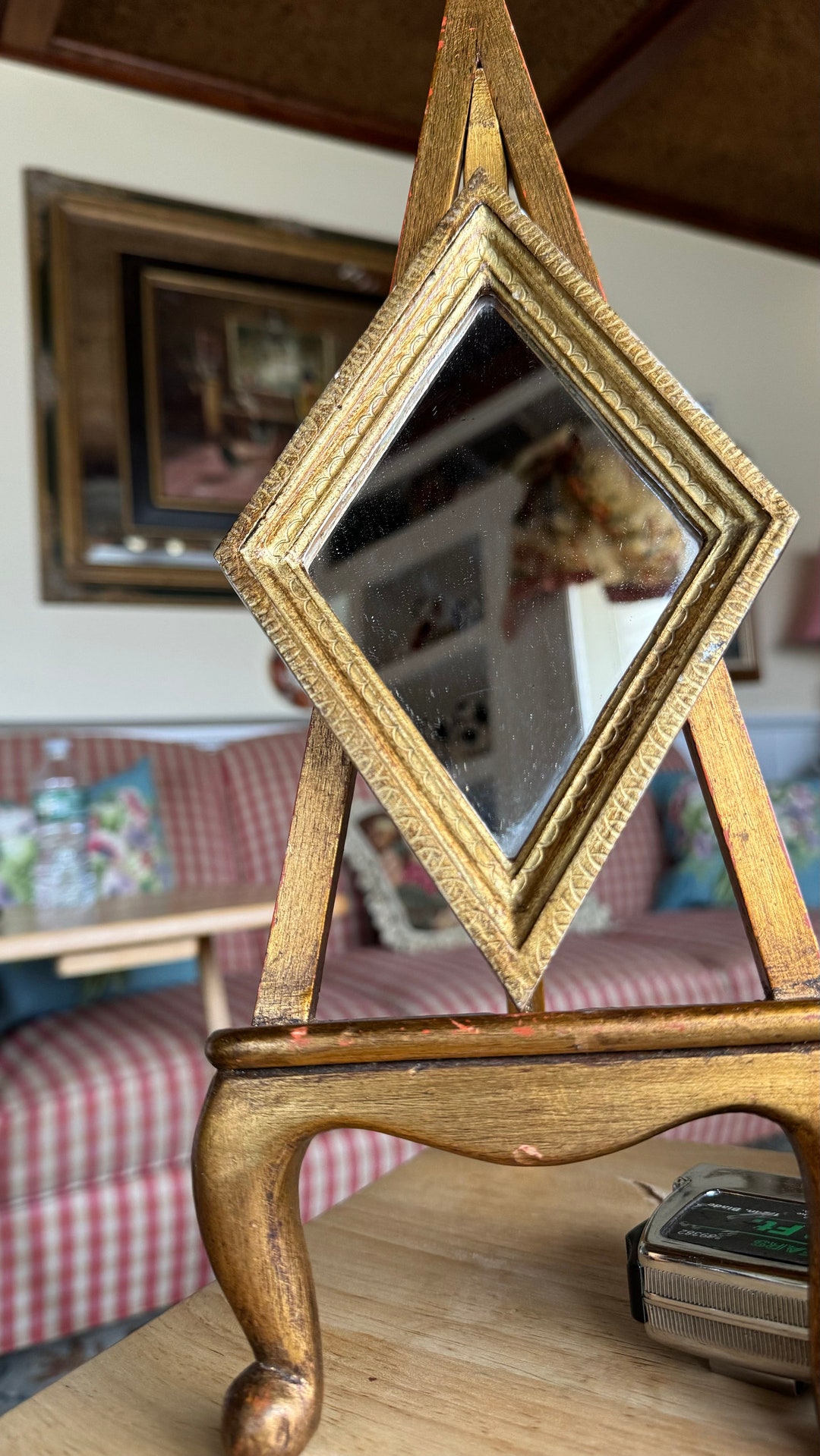 Italian Florentine Wood Gold Diamond Shape Mirror - Etsy