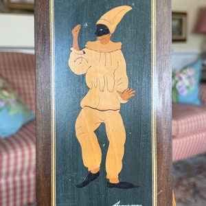 Italian Florentine Inlaid Wood Marquetry Pierrot Venice Frame Art