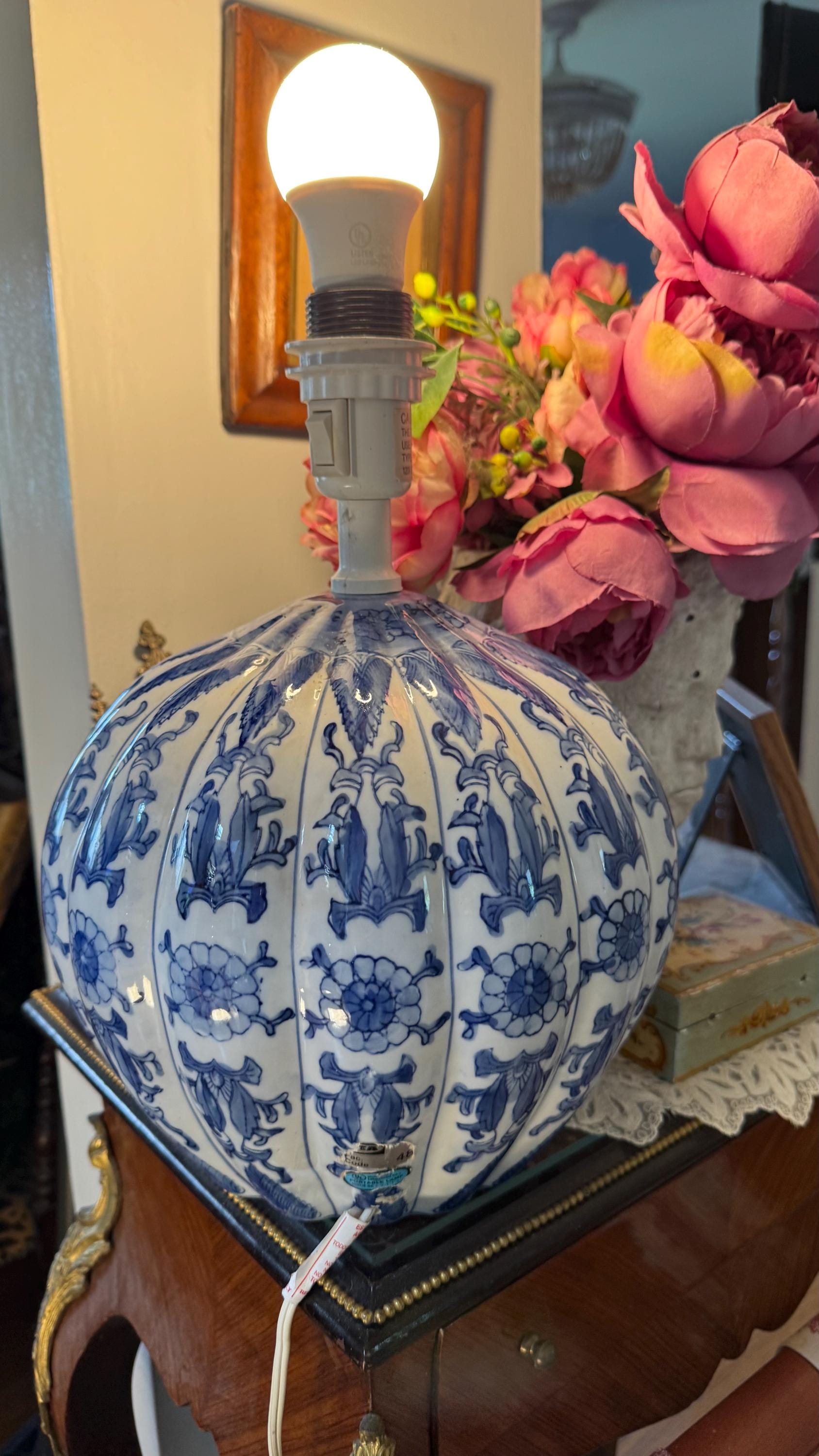 Blue white chinese lamp - Etsy 日本