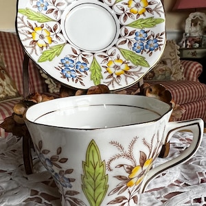 English Country Flower Tea Cup and Saucer Rosina Teacup and Saucer
