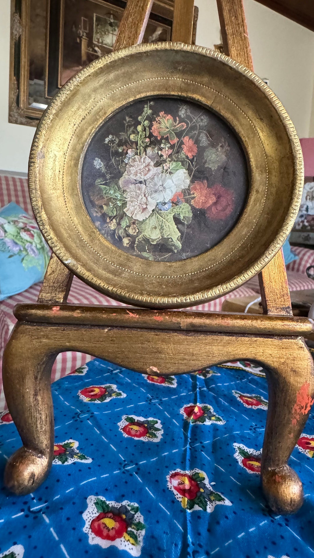 Italian Florentine Gold Wood Frame Floral Bouquet Art - Etsy