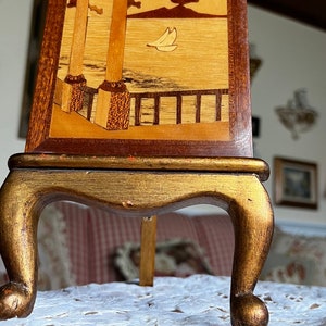 Italian Florentine Inlaid Wood Marquetry Ocean Scenery Sorrento Frame Art