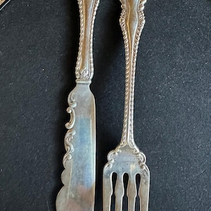Sterling Silver Mazarin Solid Fish Fork and Knife Set Utensil by Dominick and Haff