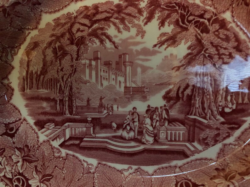 English Country Vista Pink Mason Scallop Oval Platter Plate