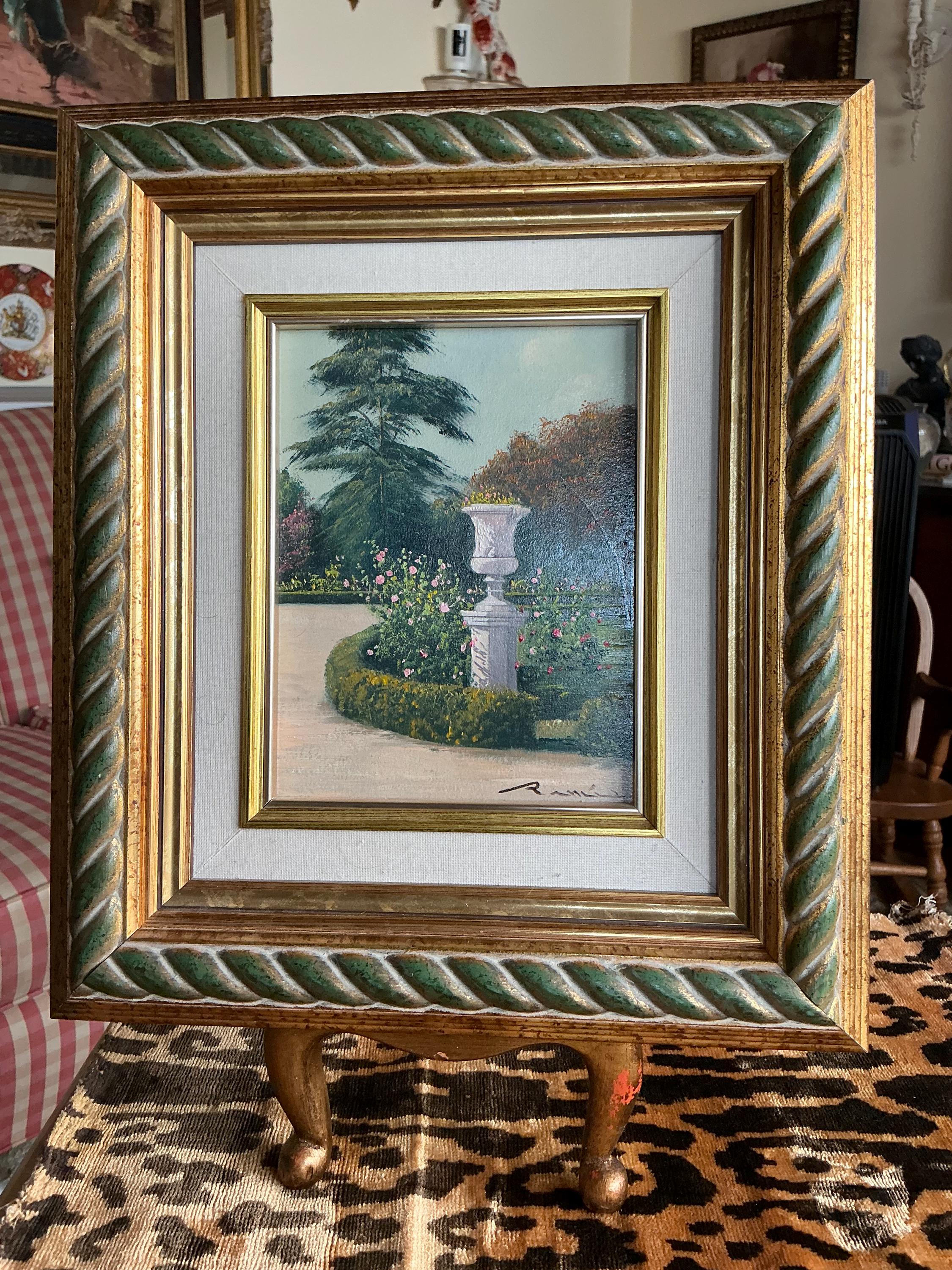 French Paris Scenery of Luxenberg Garden Vintage Oil Painting Framed Art