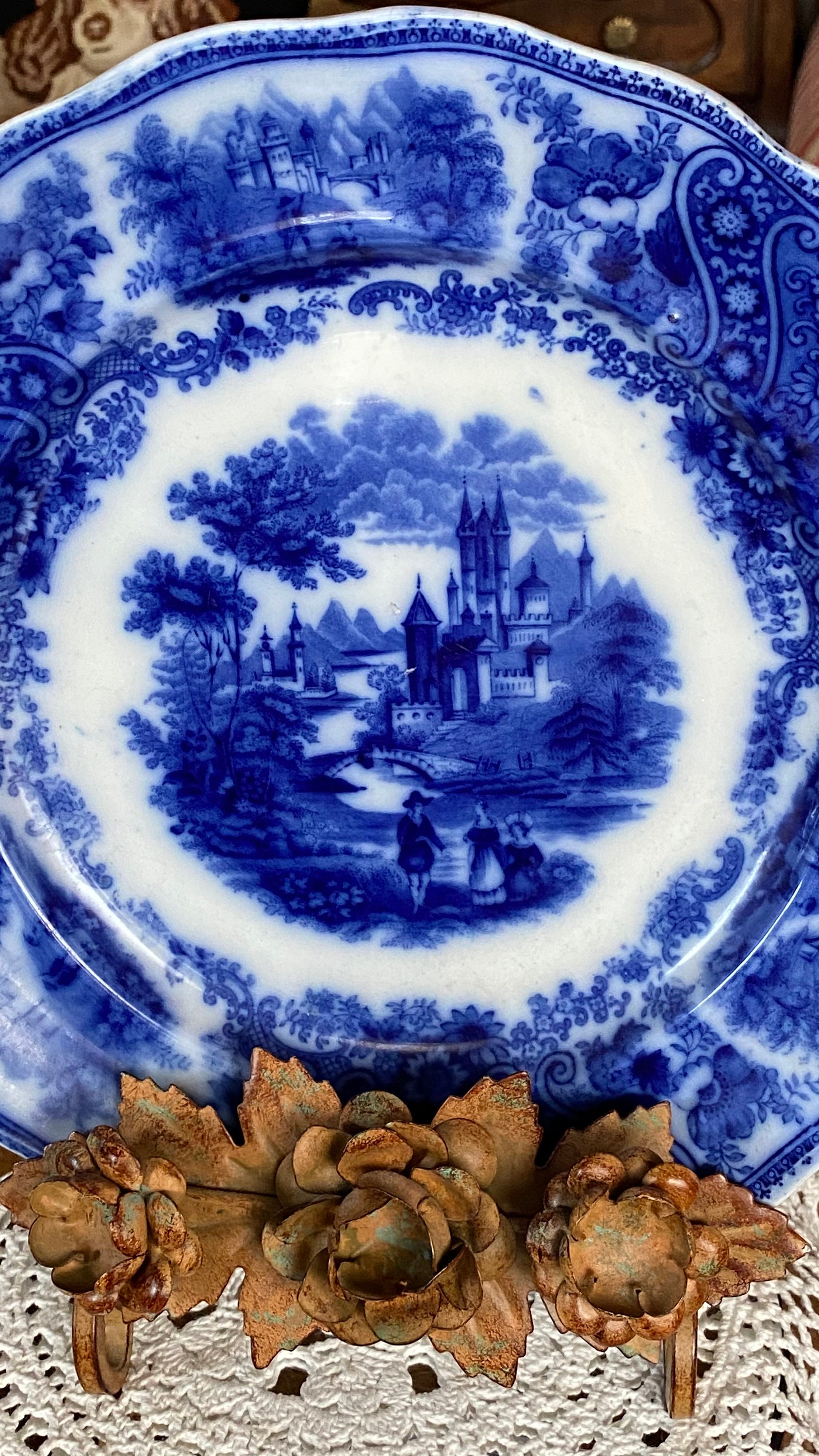 希少 Burleigh Ware Burgess&Leigh プレート 海外 English Country Burgess-leigh Middleport Pottery Flow Blue