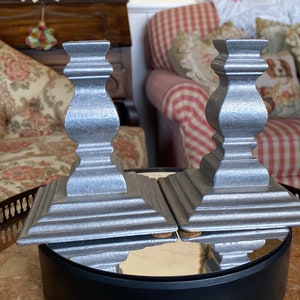 French Country Farmhouse Rustic Pewter Candlestick