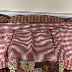 Country Farmhouse Chic Pink Gingham Check Box Pleated Button Valance