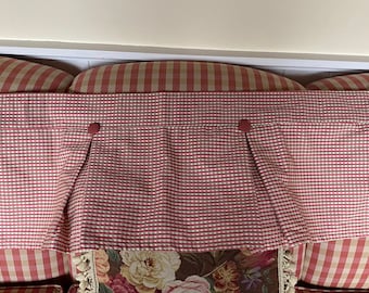 Country Farmhouse Chic Pink Gingham Check Box Pleated Button Valance