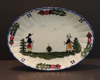 Vintage Hand Painted Blue Ridge Southern Pottery Serving Platter - 15 1/2" L - French Peasant Style