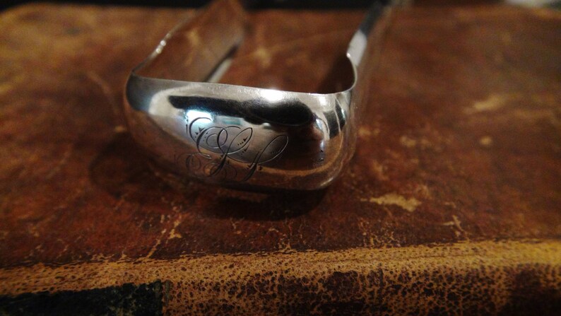 Antique Silver Sugar Tongs 1830-1850 John Fries Silversmith of Philadelphia Coin Silver