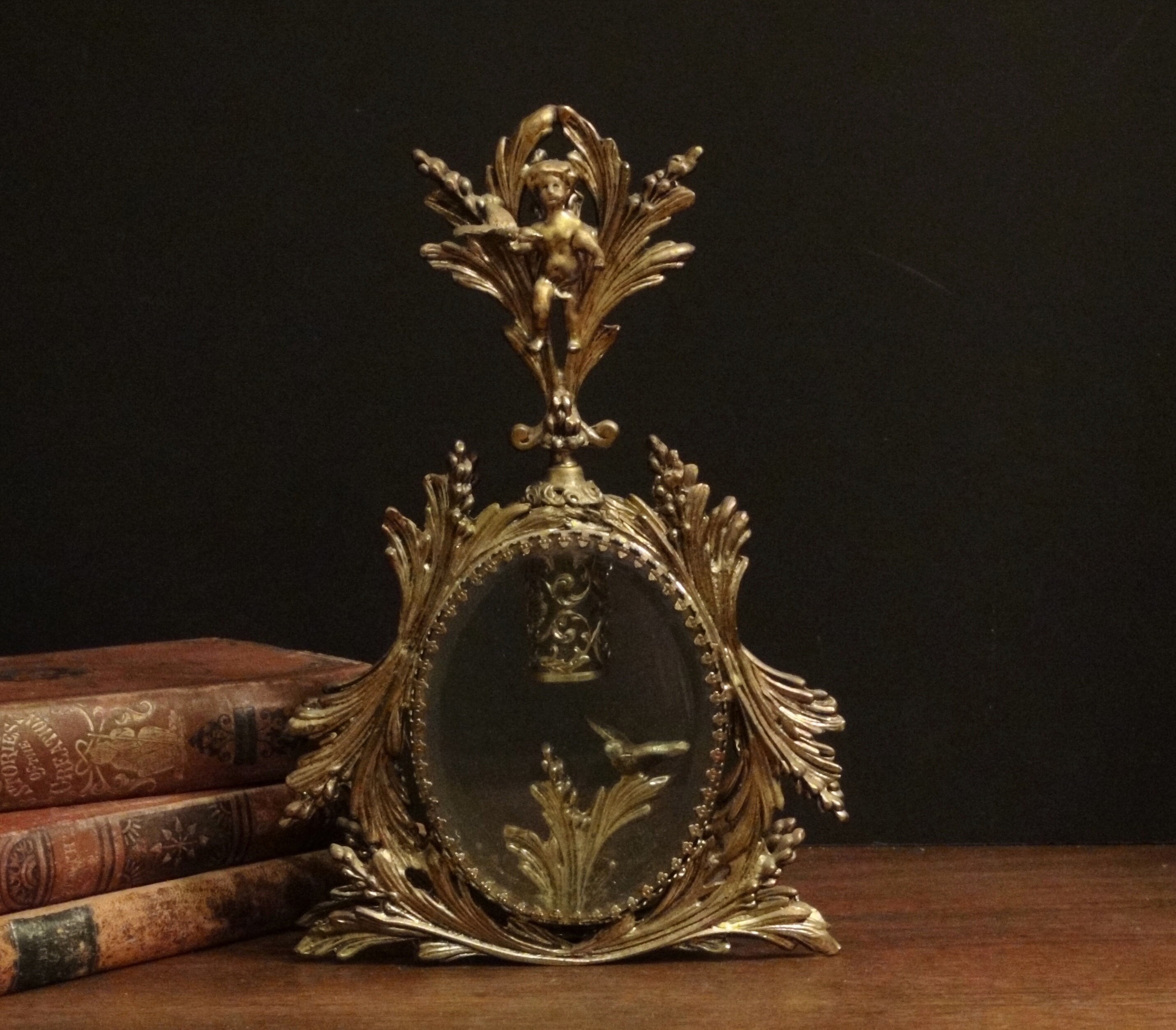 Vintage Gold Ormolu Perfume Bottle Cherub and Glass Dauber Etsy