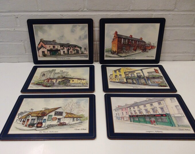 Vintage Pimpernel Placemats, Set of Six, Cork Backed Placemats, Irish