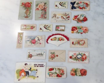 Lot of 19 Victorian Antique Calling Cards / 1 Vintage Postcard