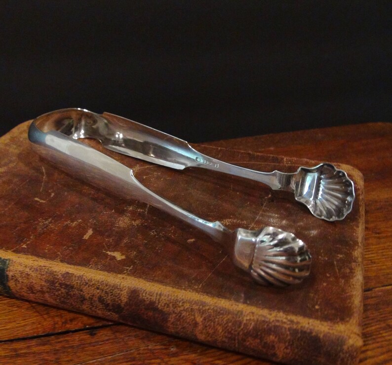 Antique Silver Sugar Tongs 1830-1850 John Fries Silversmith of Philadelphia Coin Silver