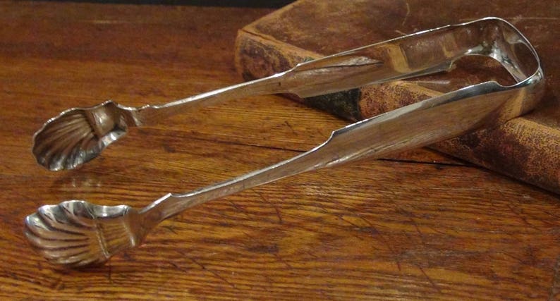 Antique Silver Sugar Tongs 1830-1850 John Fries Silversmith of Philadelphia Coin Silver