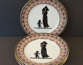 Mottahedeh Silouette Plates - Set of 4 - Art Institute Chicago -  Vista Alegre - Angerstein Family