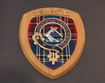 Vintage Coat of Arms Wall Plaque / Scottish Clan Crest MacBeth