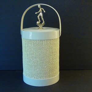 MId Century Modern Ice Bucket with Female Soccer Player