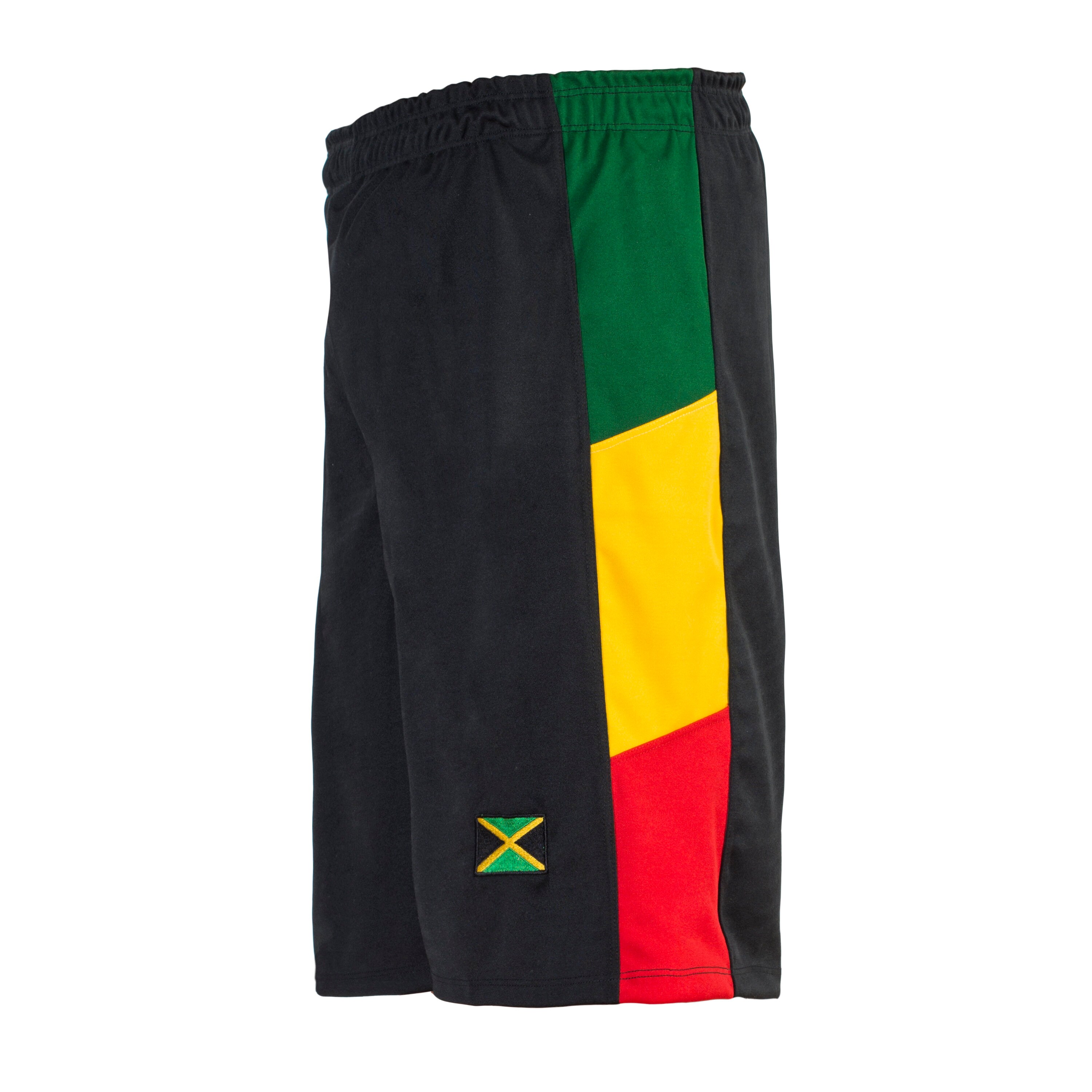 Image of Jamaica Style Mens Black | Green/Yellow/Red Reggae Sports Bermuda Shorts