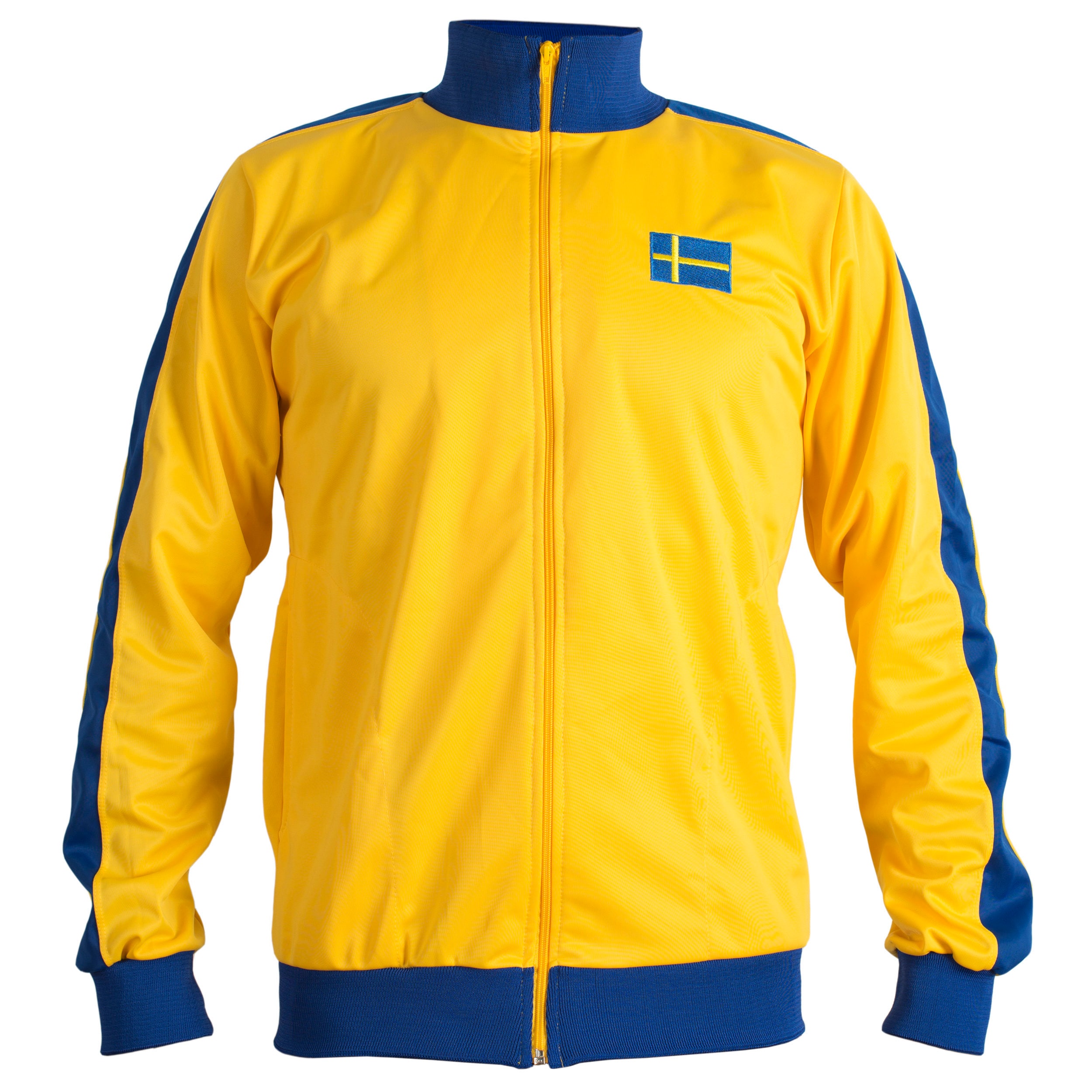Image of Sweden National Football Jacket – Men’S | Yellow 1970’S Style With Zip