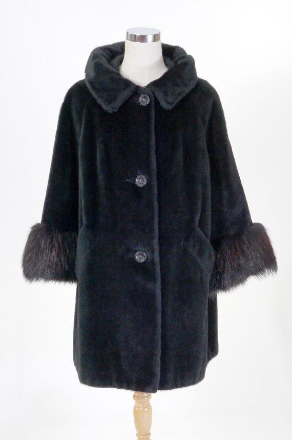 Vintage Women's Black Faux Fur Coat - IRVING POSL… - image 10