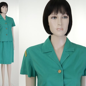 Vintage Womens Girl Scouts of Philippines Uniform - Girl Scout Uniform - Manila - Green Blouse & Skirt - Girl Scout Patches - Girl Scout Set