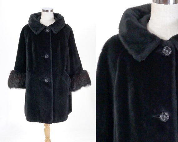 Vintage Women's Black Faux Fur Coat - IRVING POSL… - image 1